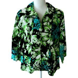 Draper's & Damon's Women's Long Sleeve Multi Color Floral Zip Unlined Jacket XL